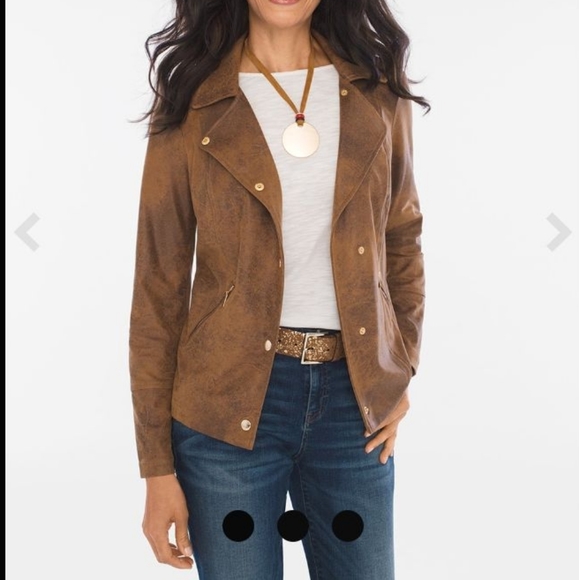 Chico's Jackets & Blazers - Chico's Coated Faux Suede Moto Jacket